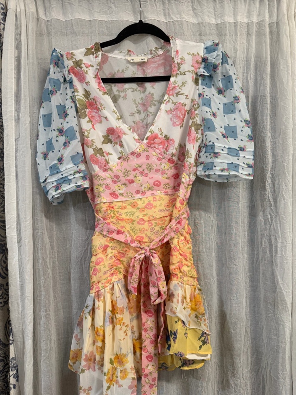 For Love Bell Floral Blouse in Pink & Cream